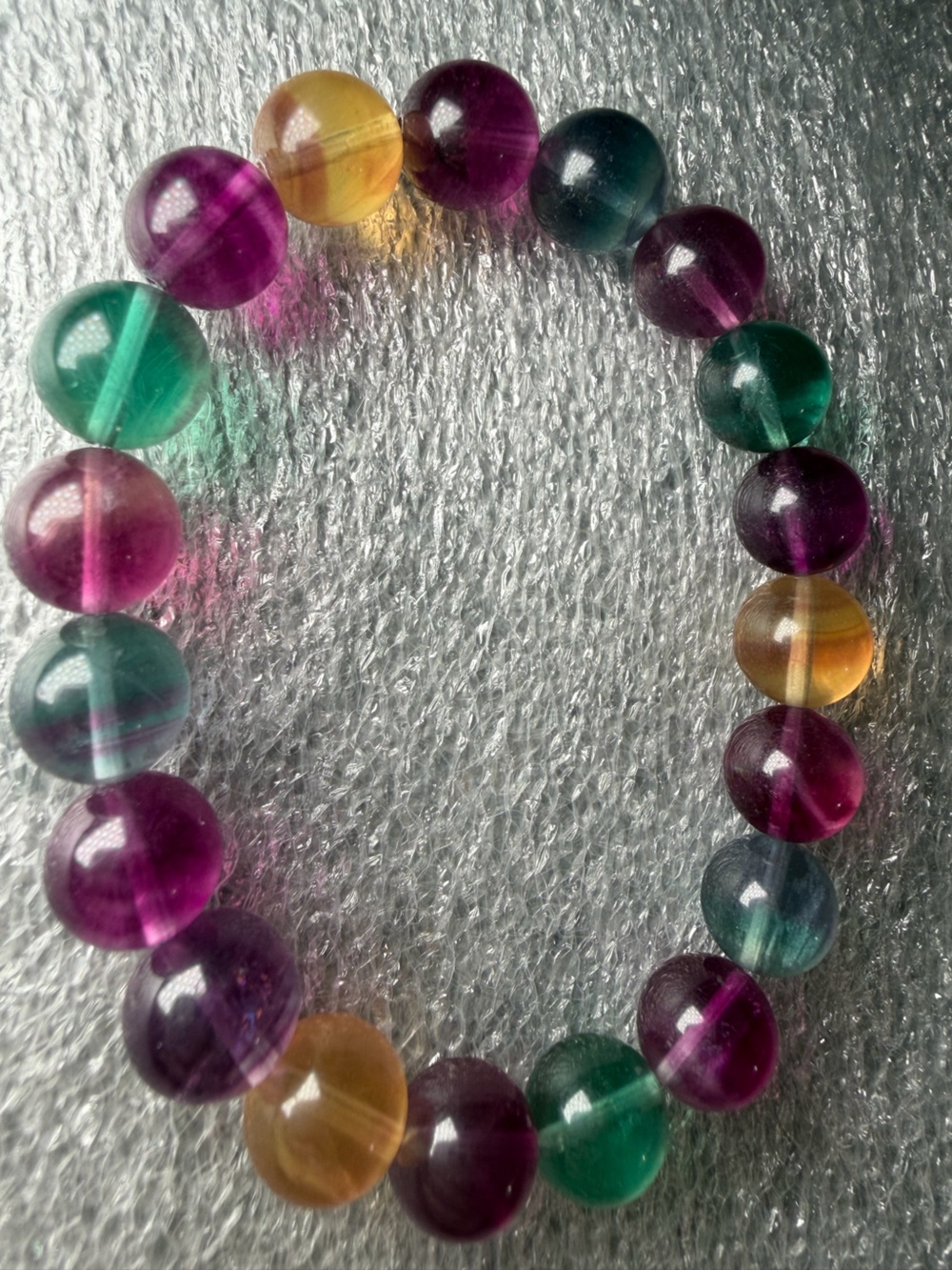 Gorgeous 10MM Colorful Candy Fluorite Natural Crystal Bracelet